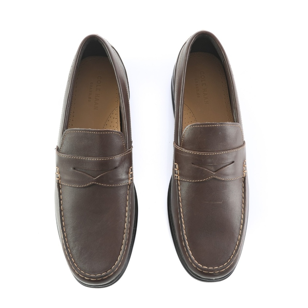 Cole Haan Grand OS Brown Leather Penny Loafers - Picture 2 of 7